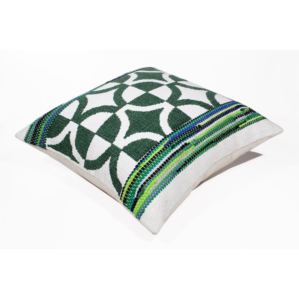 Evette Rios Mindy Boho Bordered  Mosaic Cotton Blend Throw Pillow. Picture 6