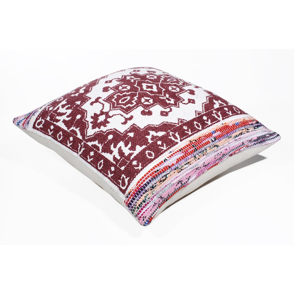 Boho Bordered Medallion Mosaic Textile Throw Pillow. Picture 6