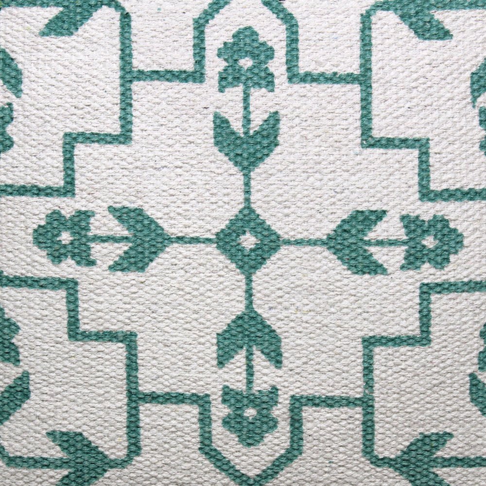 Boho Bordered Budding Floral Mosaic Textile Throw Pillow. Picture 2