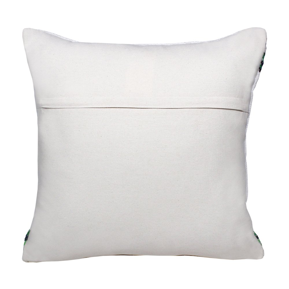 Boho Bordered Budding Floral Mosaic Textile Throw Pillow. Picture 7
