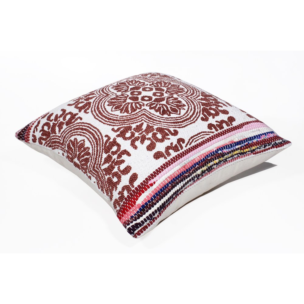Boho Bordered Tesserae Mosaic Textile Throw Pillow. Picture 6