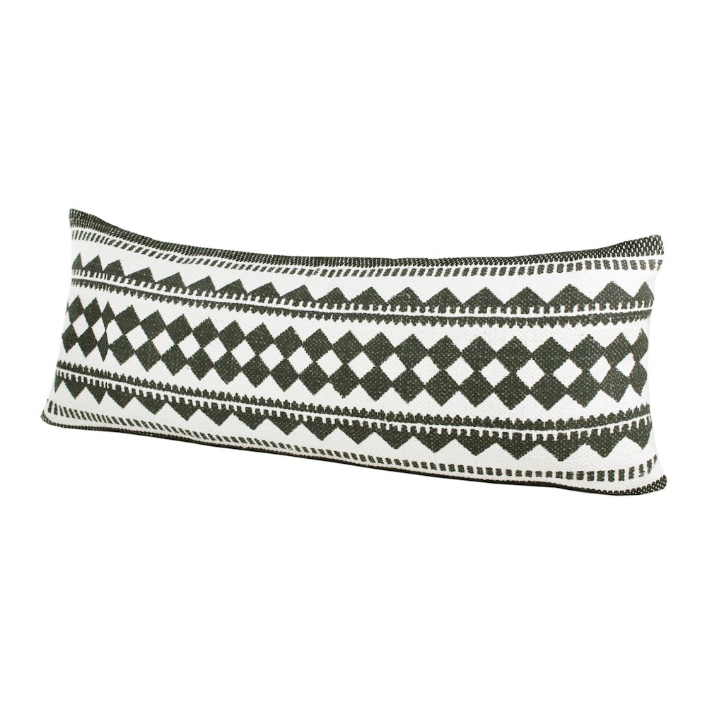 Bordered Modern Mosaic Geometric Lumbar Stripe Throw Pillow. Picture 5