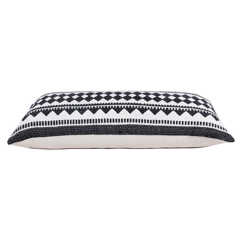 Bordered Modern Mosaic Geometric Lumbar Stripe Throw Pillow. Picture 6