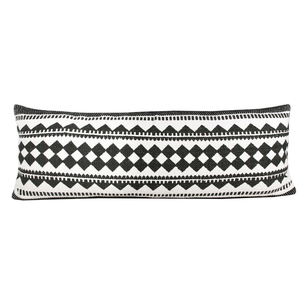 Bordered Modern Mosaic Geometric Lumbar Stripe Throw Pillow. Picture 1