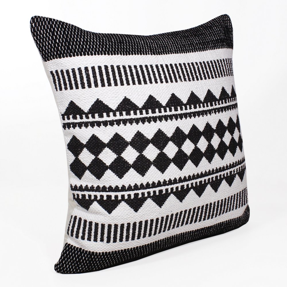 Evette Rios Mindy Bordered/Geometric Stripe Cotton Blend Throw Pillow. Picture 4