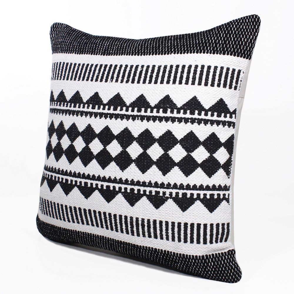 Evette Rios Mindy Bordered/Geometric Stripe Cotton Blend Throw Pillow. Picture 5