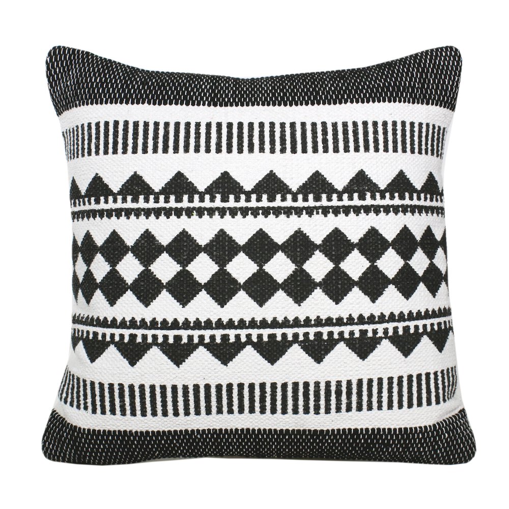 Evette Rios Mindy Bordered/Geometric Stripe Cotton Blend Throw Pillow. Picture 1