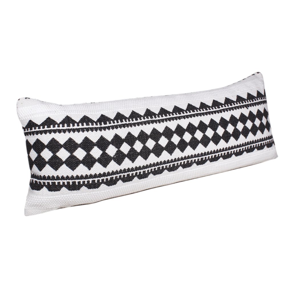Evette Rios Mindy Mosaic Geometric Stripe Cotton Blend Throw Pillow, Lumbar. Picture 4
