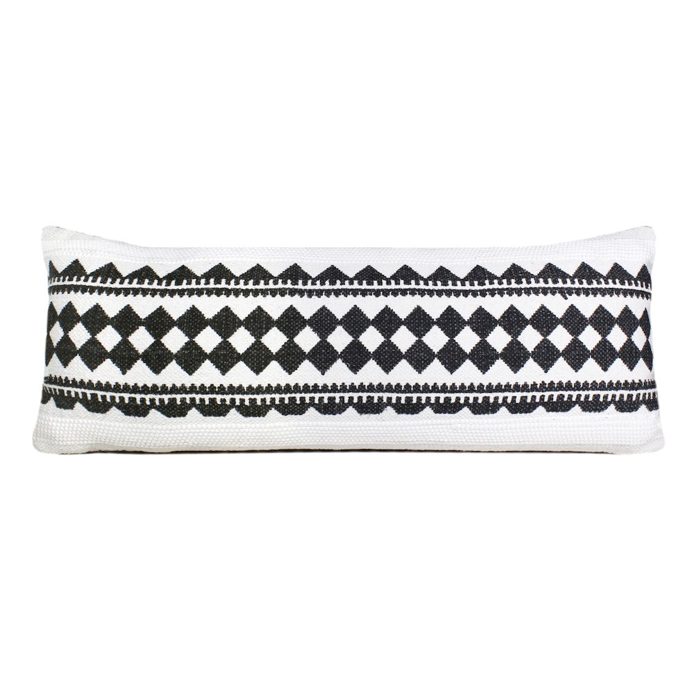 Evette Rios Mindy Mosaic Geometric Stripe Cotton Blend Throw Pillow, Lumbar. Picture 1