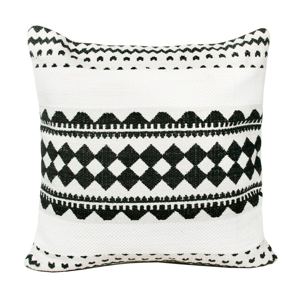 Evette Rios Mindy Mosaic Geometric Stripe Cotton Blend Throw Pillow, Square. Picture 1
