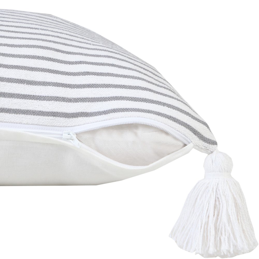 Basic Balanced Striped Throw Pillow with Tassels. Picture 3