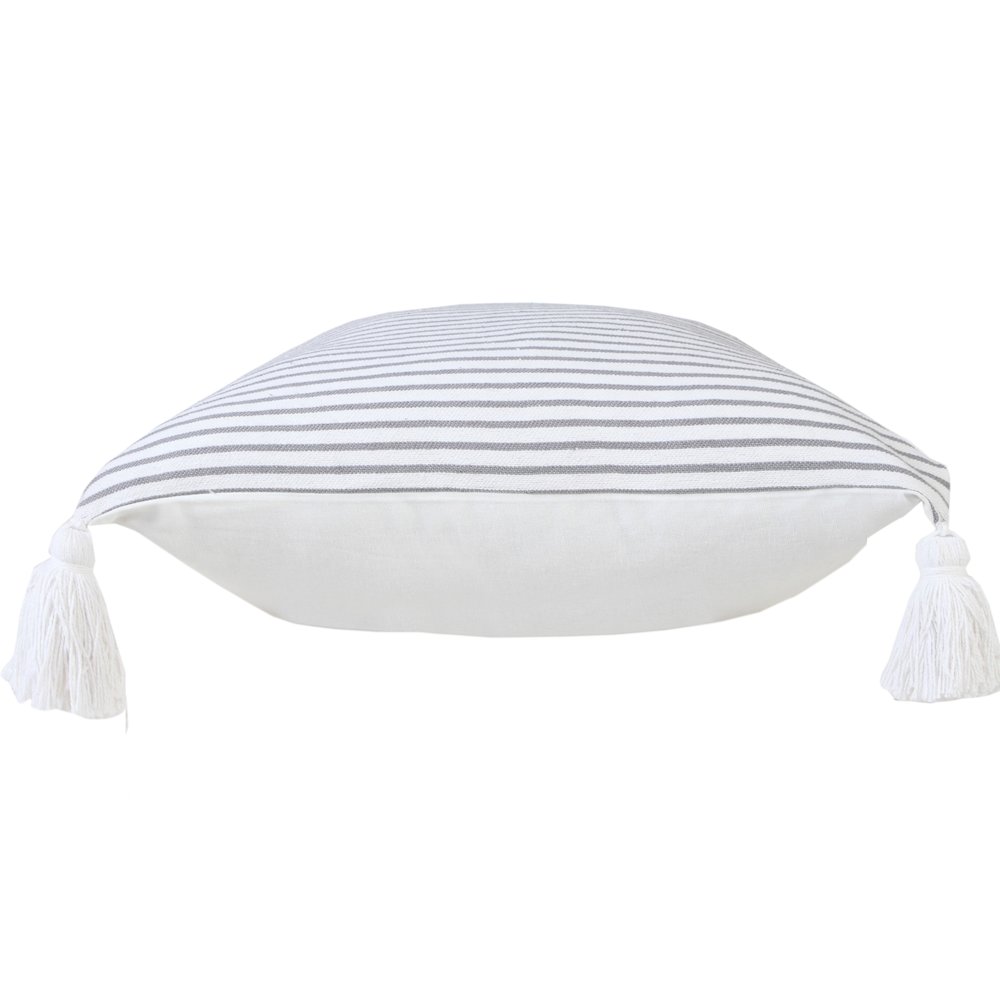 Basic Balanced Striped Throw Pillow with Tassels. Picture 6