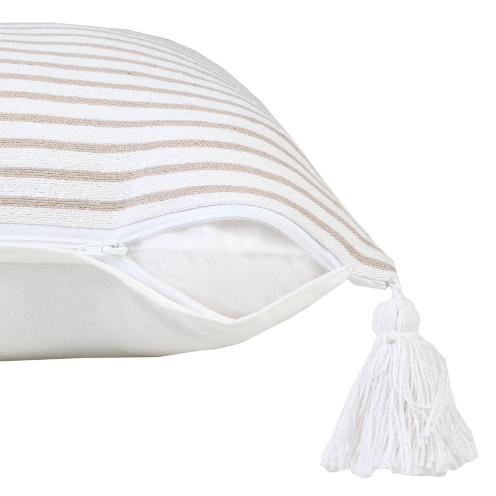 Basic Balanced Striped Throw Pillow with Tassels. Picture 3