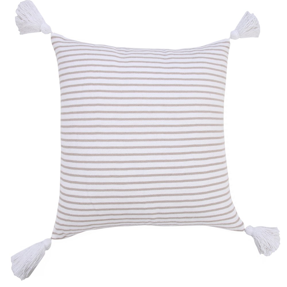 Basic Balanced Striped Throw Pillow with Tassels. Picture 4