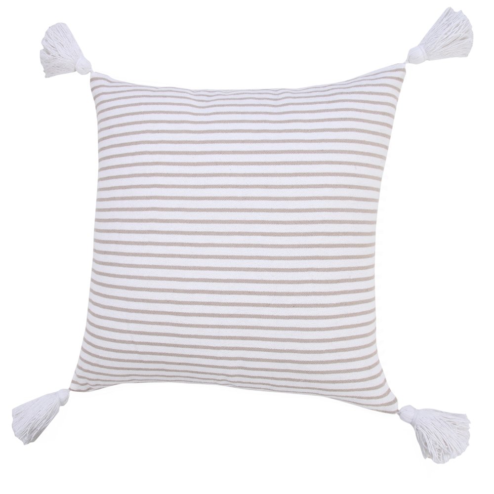 Basic Balanced Striped Throw Pillow with Tassels. Picture 5