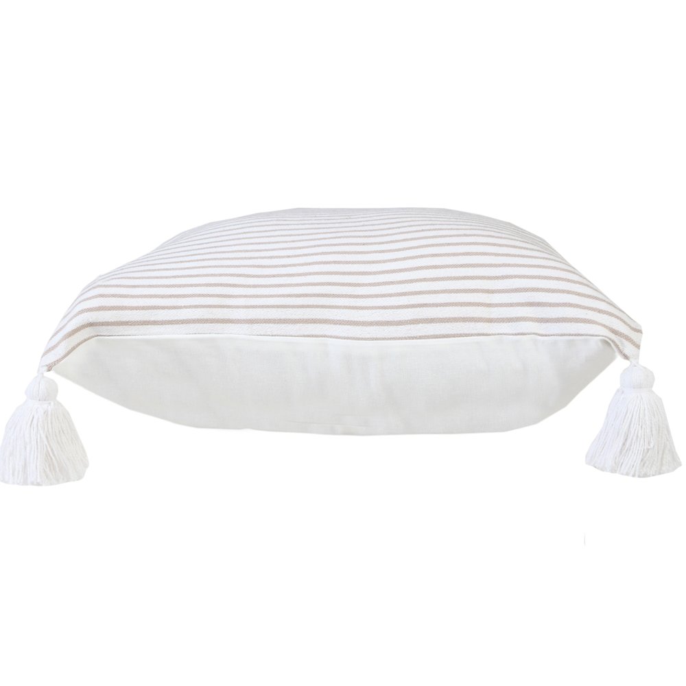 Basic Balanced Striped Throw Pillow with Tassels. Picture 6