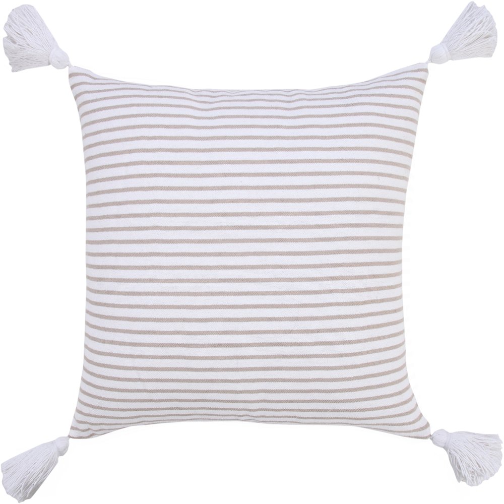 Basic Balanced Striped Throw Pillow with Tassels. Picture 1