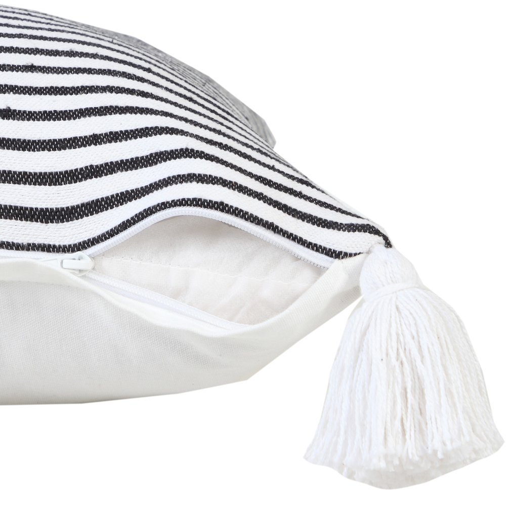 Basic Balanced Striped Throw Pillow with Tassels. Picture 3