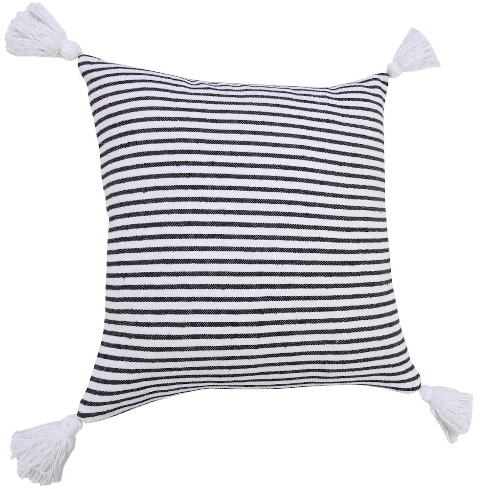 Basic Balanced Striped Throw Pillow with Tassels. Picture 4