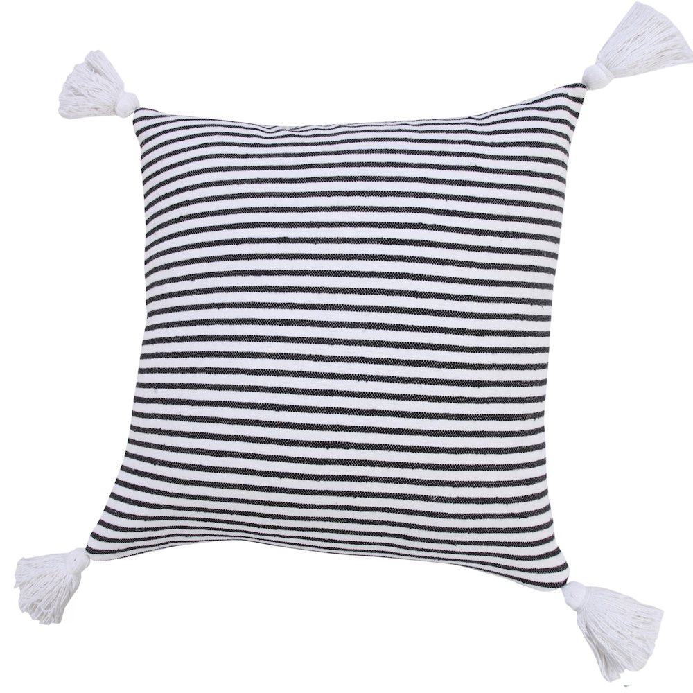 Basic Balanced Striped Throw Pillow with Tassels. Picture 5