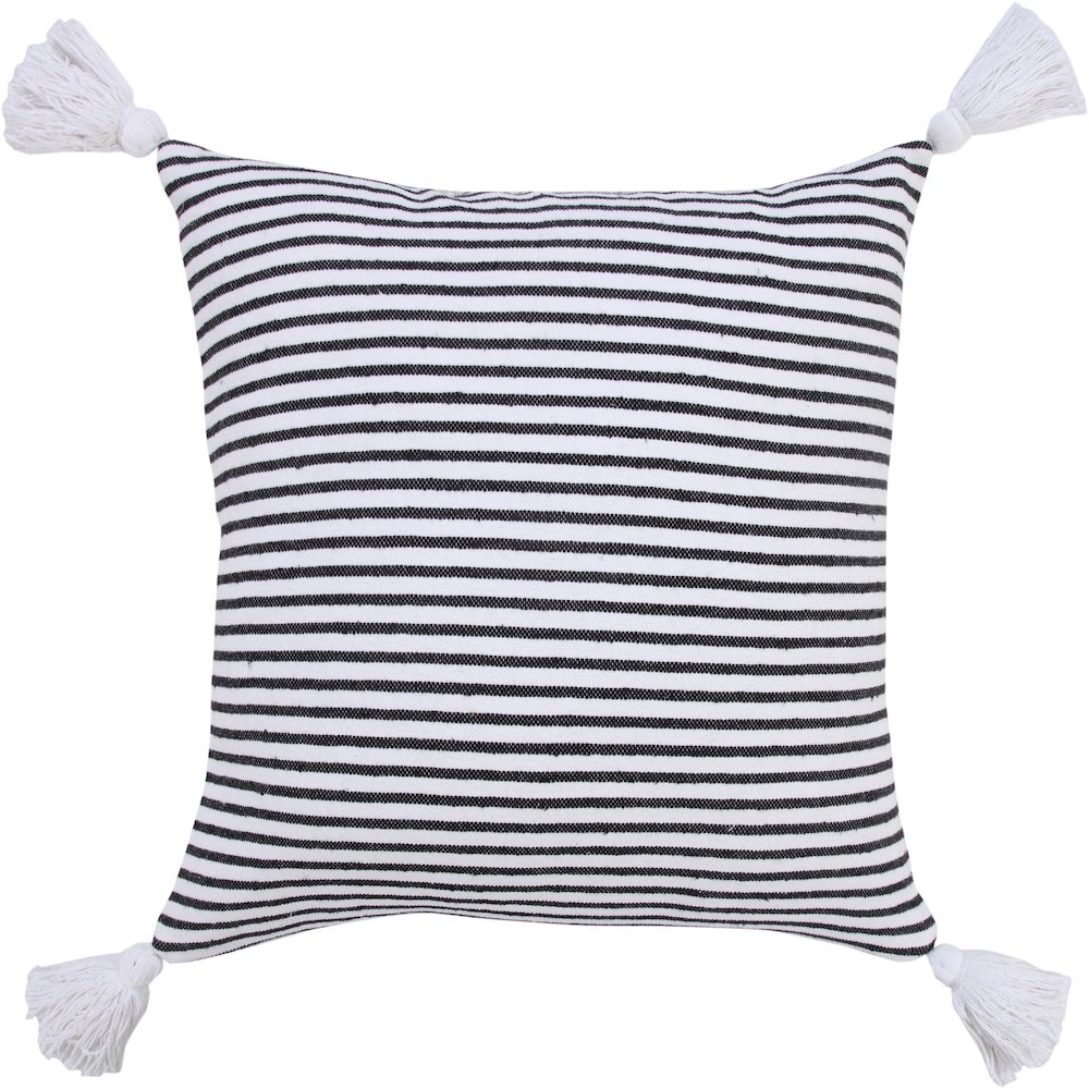 Basic Balanced Striped Throw Pillow with Tassels. Picture 1