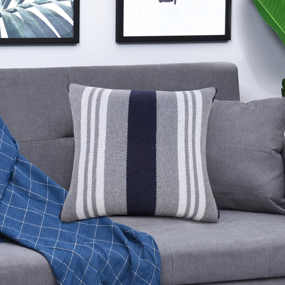 Classic Coastal Club Double Striped Throw Pillow. Picture 10