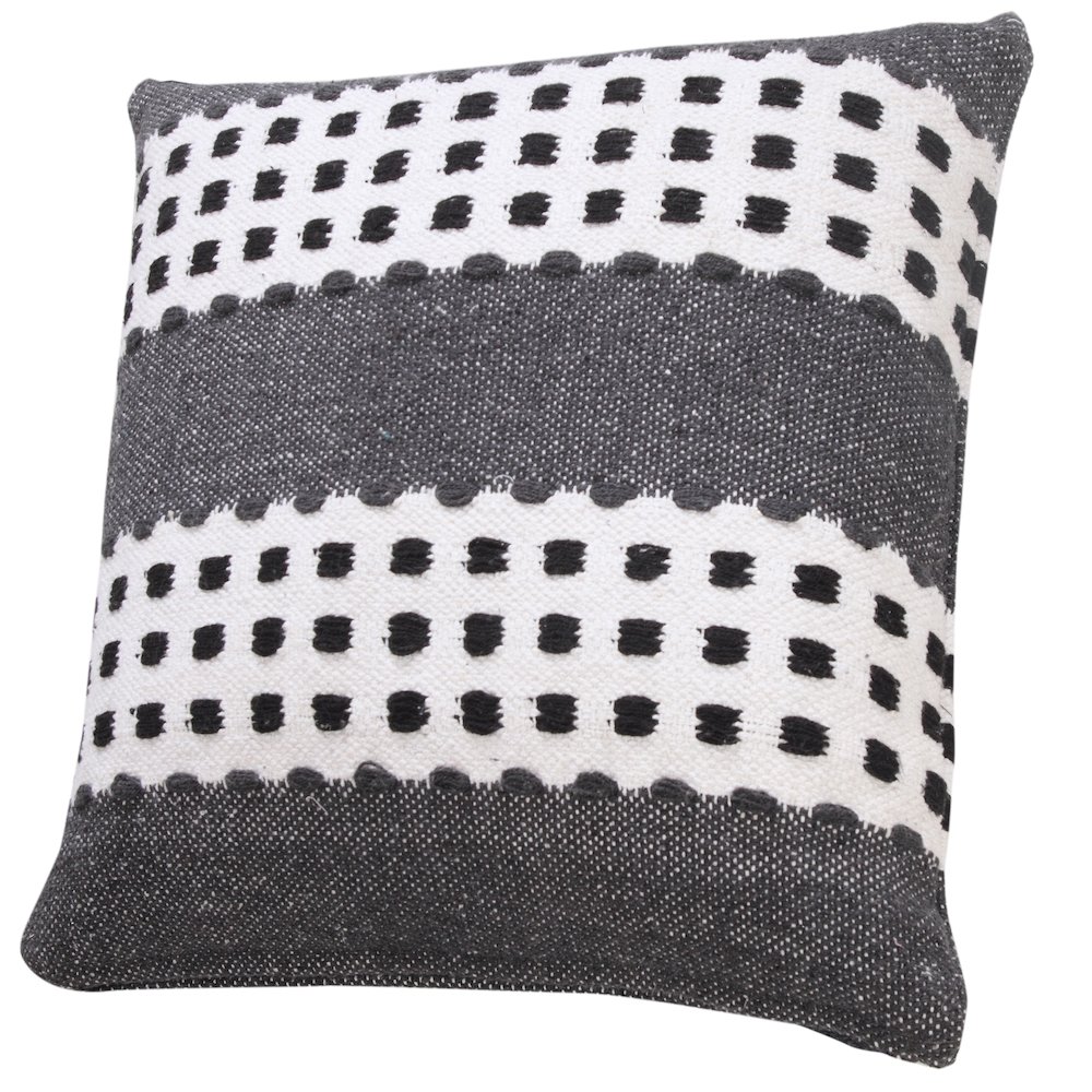 Industrial Woven Dash Grid Striped Throw Pillow. Picture 5