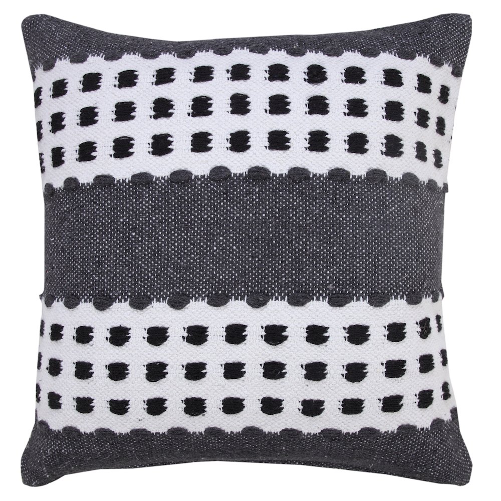 Industrial Woven Dash Grid Striped Throw Pillow. Picture 7