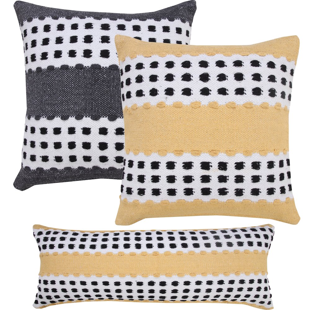 Industrial Woven Dash Grid Striped Throw Pillow. Picture 9