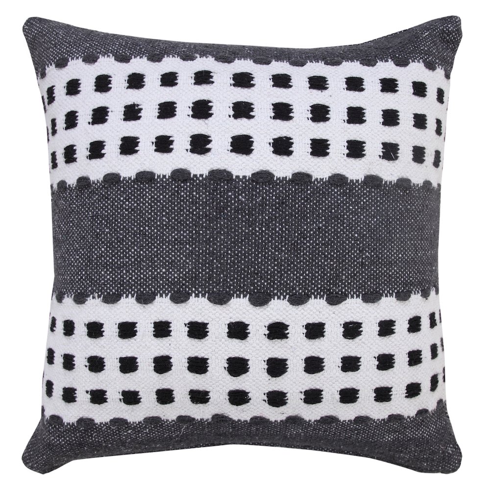Industrial Woven Dash Grid Striped Throw Pillow. Picture 1