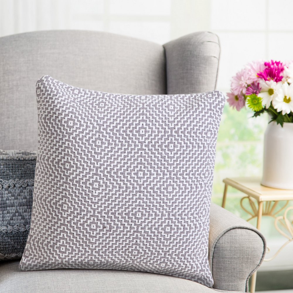 Diamond Delight Woven Geometric Throw Pillow. Picture 10