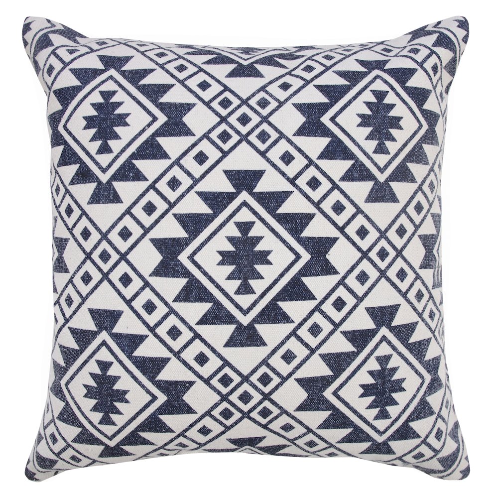 Southwestern Dynamic Denim Geometric Throw Pillow. Picture 1
