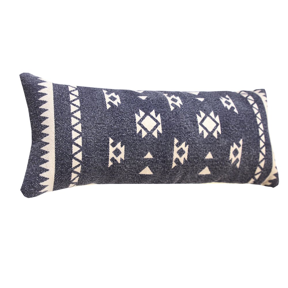 Southwestern Decorative Denim Geometric Lumbar Throw Pillow. Picture 4
