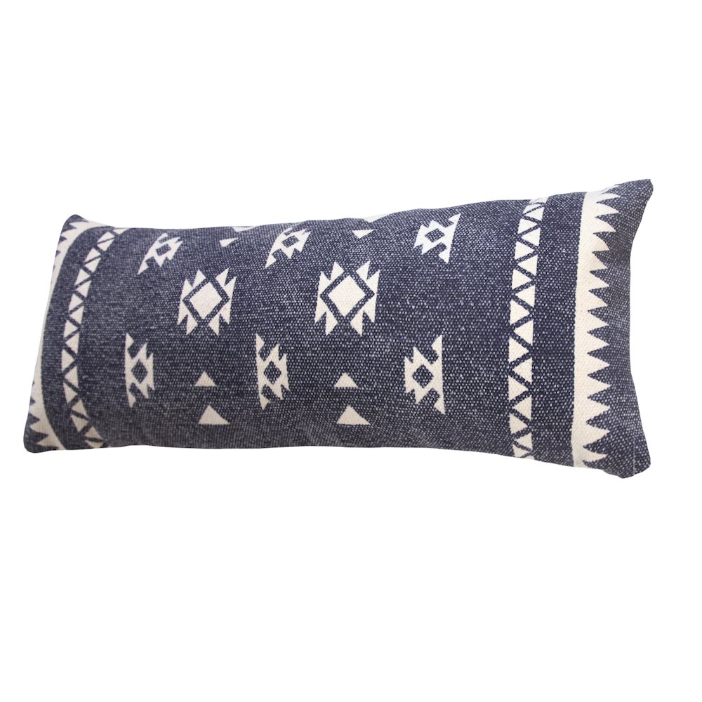 Southwestern Decorative Denim Geometric Lumbar Throw Pillow. Picture 5