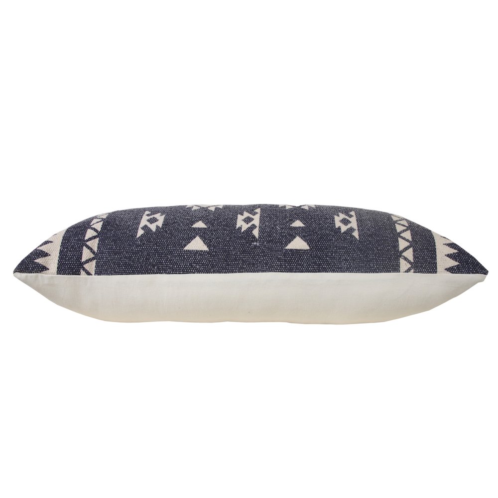 Southwestern Decorative Denim Geometric Lumbar Throw Pillow. Picture 6