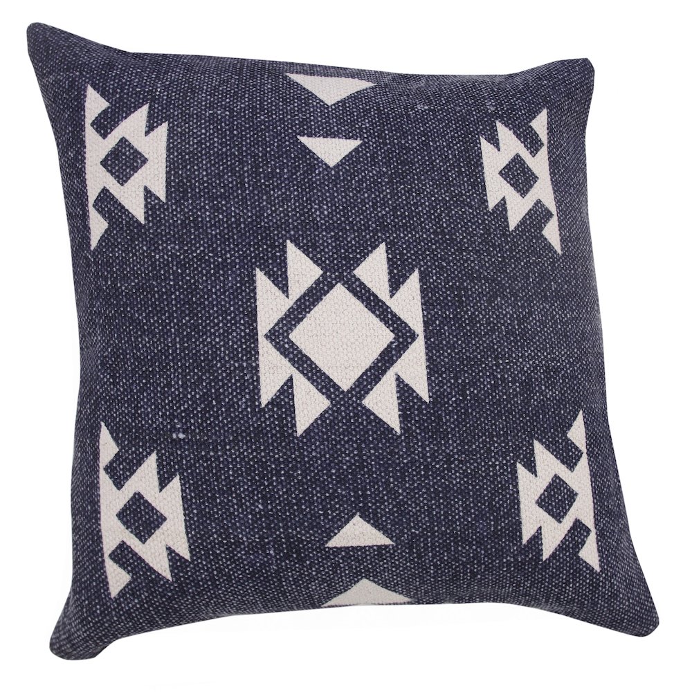 Southwestern Decorative Denim Geometric Throw Pillow. Picture 4