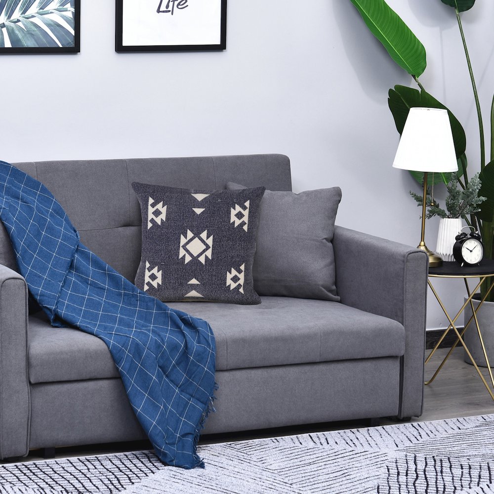 Southwestern Decorative Denim Geometric Throw Pillow. Picture 10
