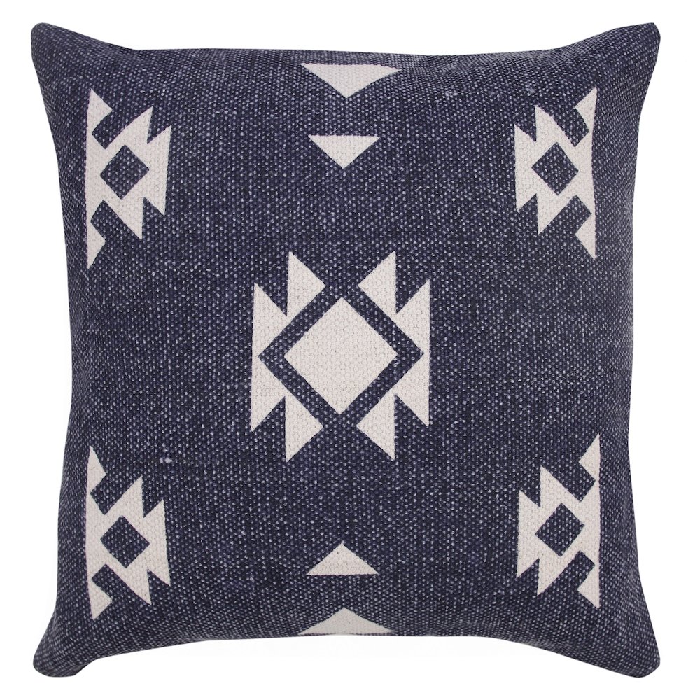 Southwestern Decorative Denim Geometric Throw Pillow. Picture 1