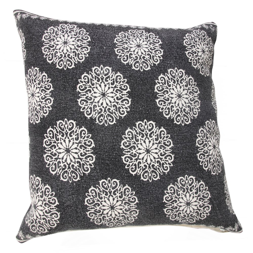 Fantasy Cotton Pillow Set of 2 in Black/White, 20" x 20". Picture 4