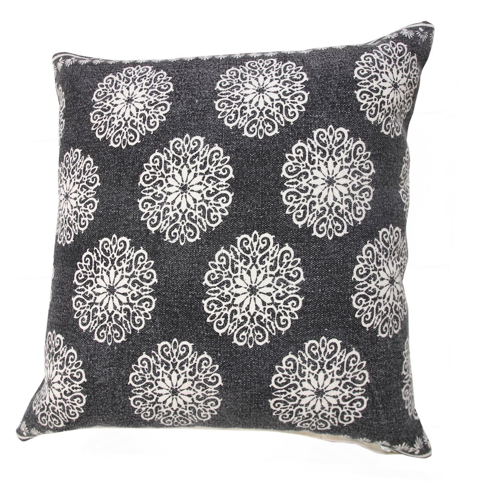 Fantasy Cotton Pillow Set of 2 in Black/White, 20" x 20". Picture 5