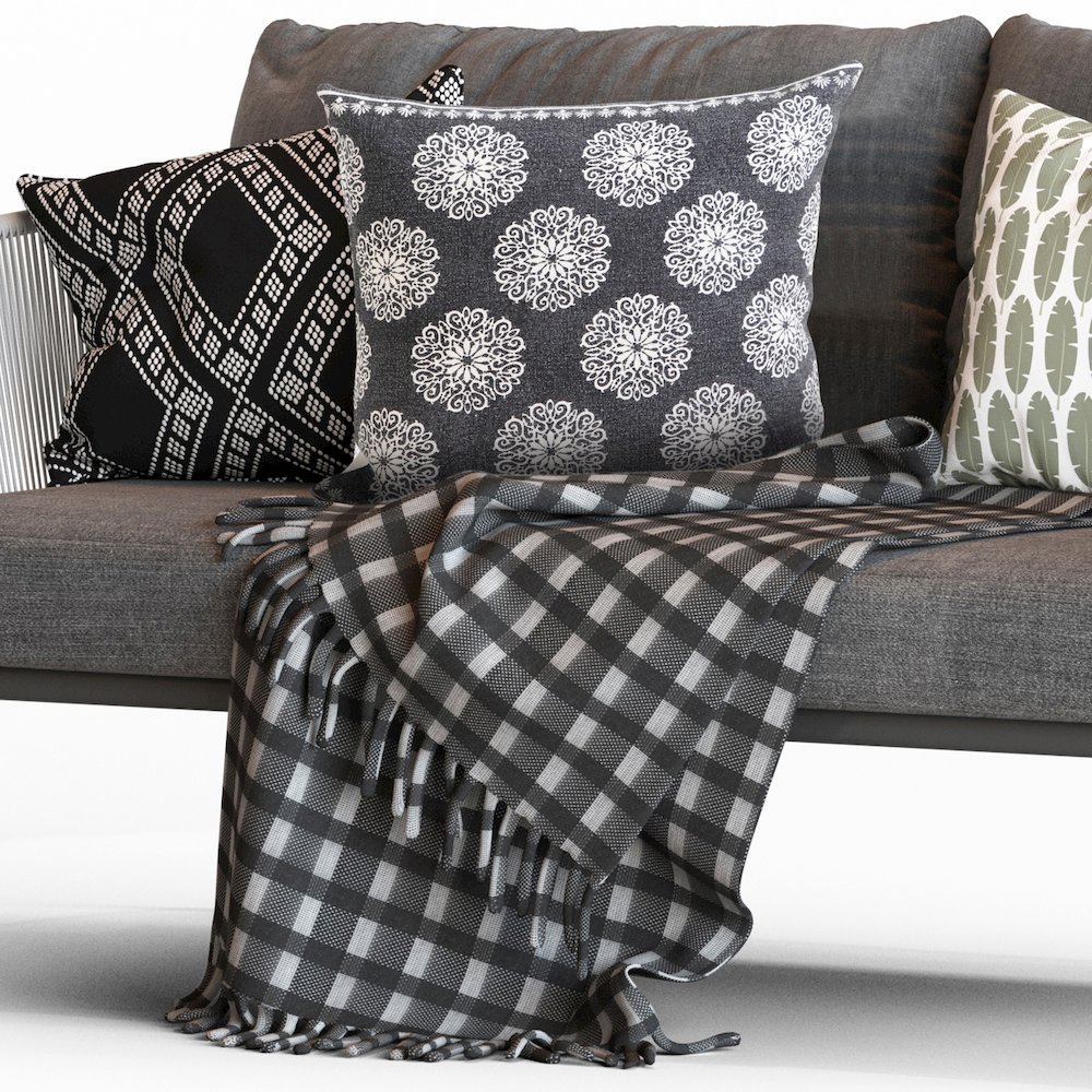 Fantasy Cotton Pillow Set of 2 in Black/White, 20" x 20". Picture 10