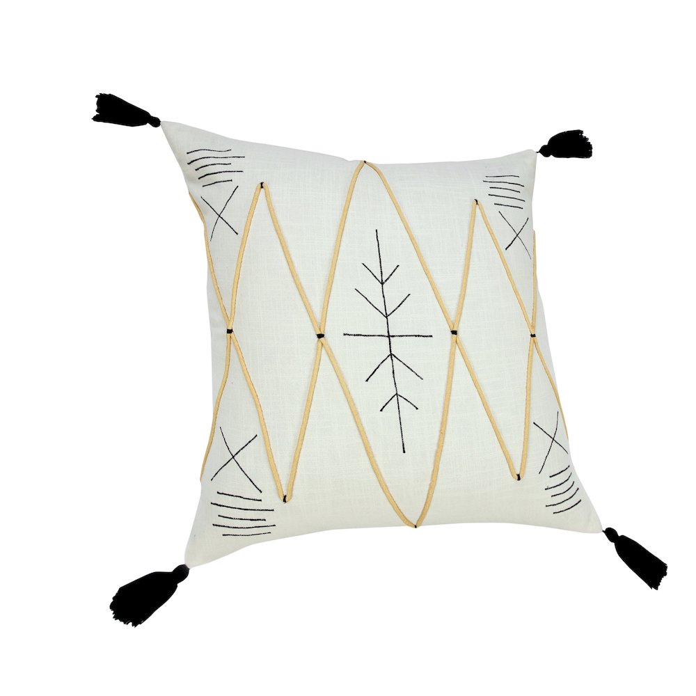 Bohemian Basics Textured Diamond Embroidered Throw Pillow. Picture 4