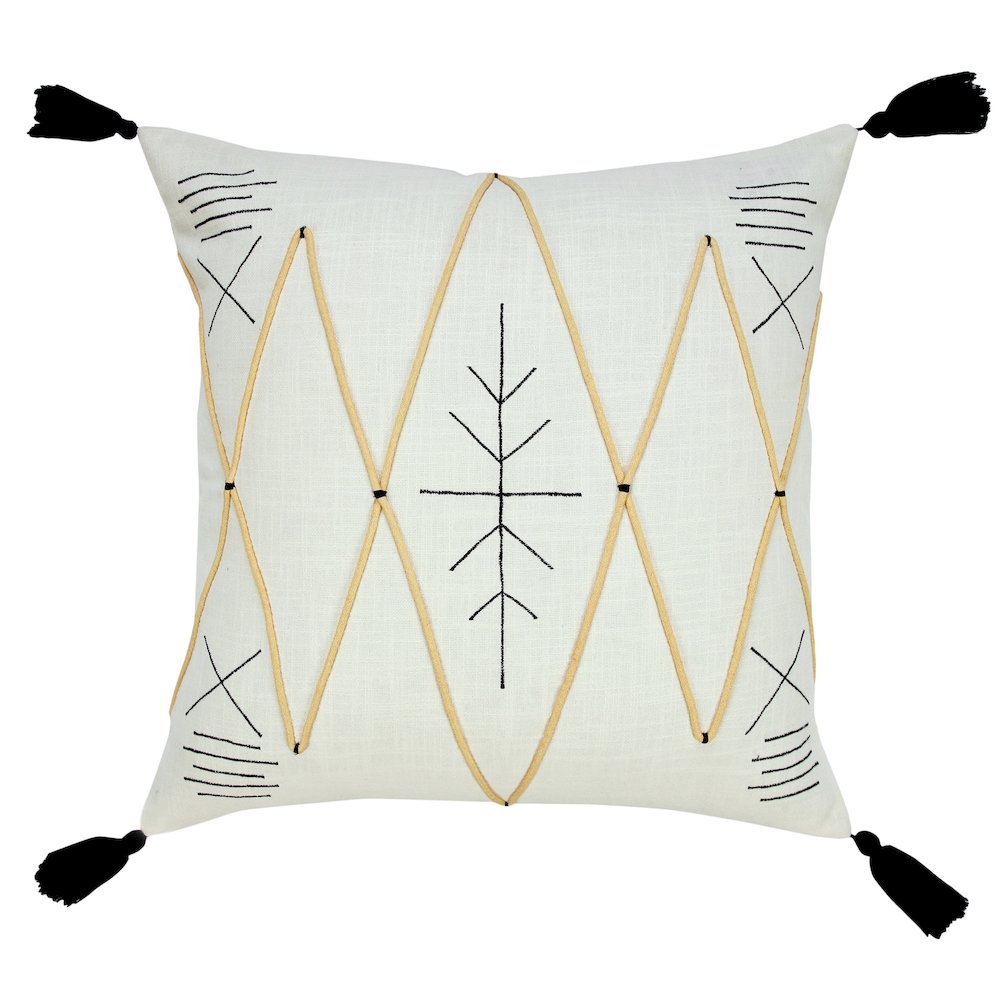 Bohemian Basics Textured Diamond Embroidered Throw Pillow. Picture 1