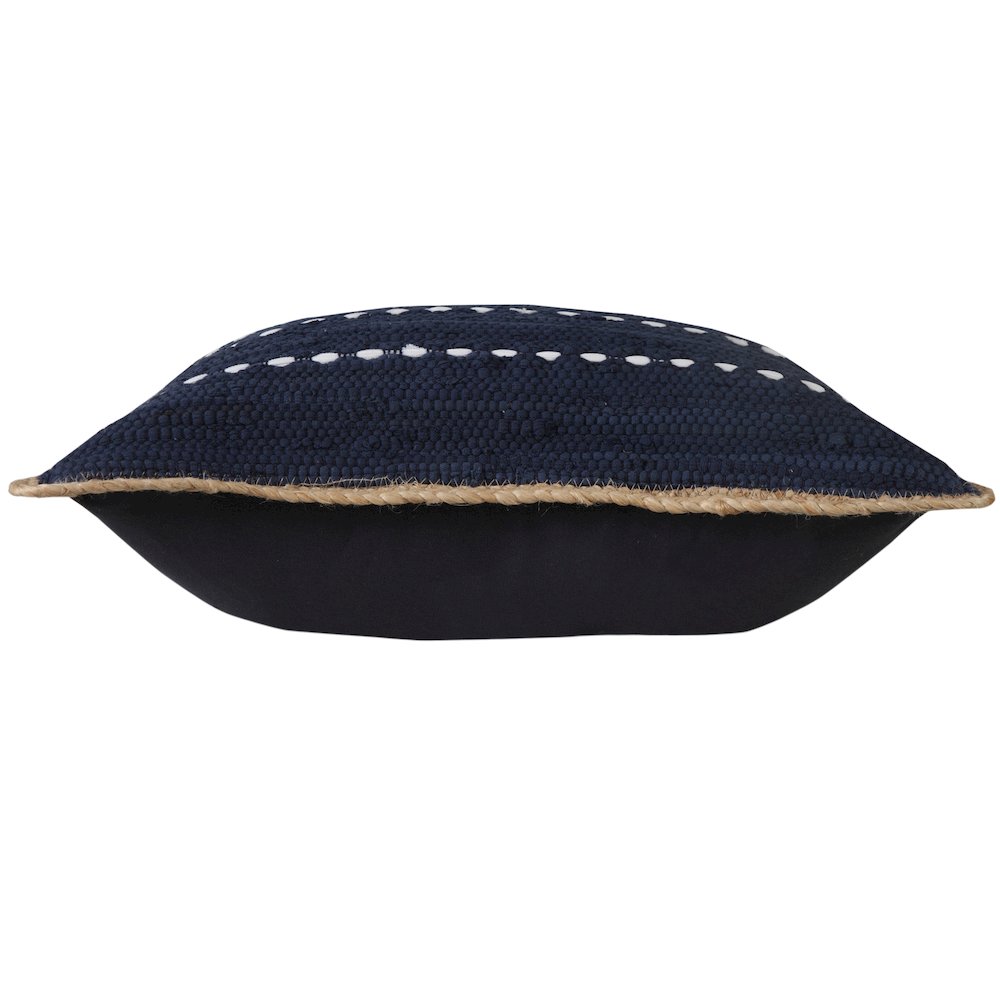 Navy Blue and White Striped Jute Bordered Throw Pillow. Picture 7