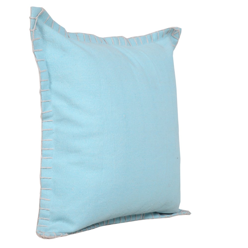 Embroidered Edge Bordered Solid Throw Pillow. Picture 4
