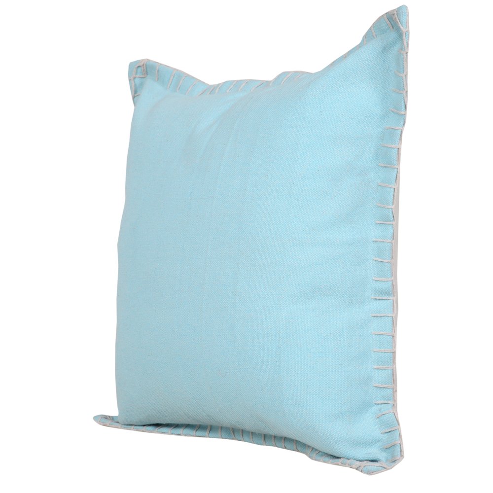 Embroidered Edge Bordered Solid Throw Pillow. Picture 5