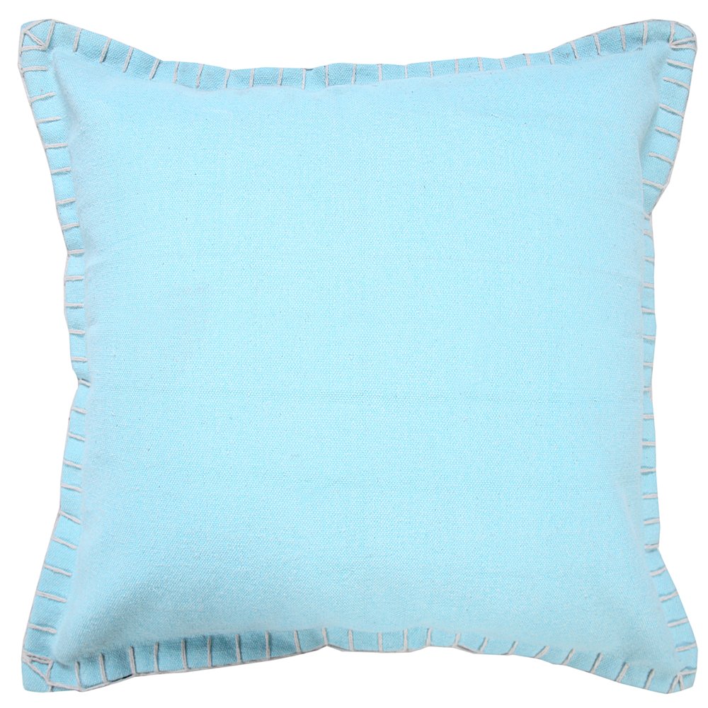 Embroidered Edge Bordered Solid Throw Pillow. Picture 1