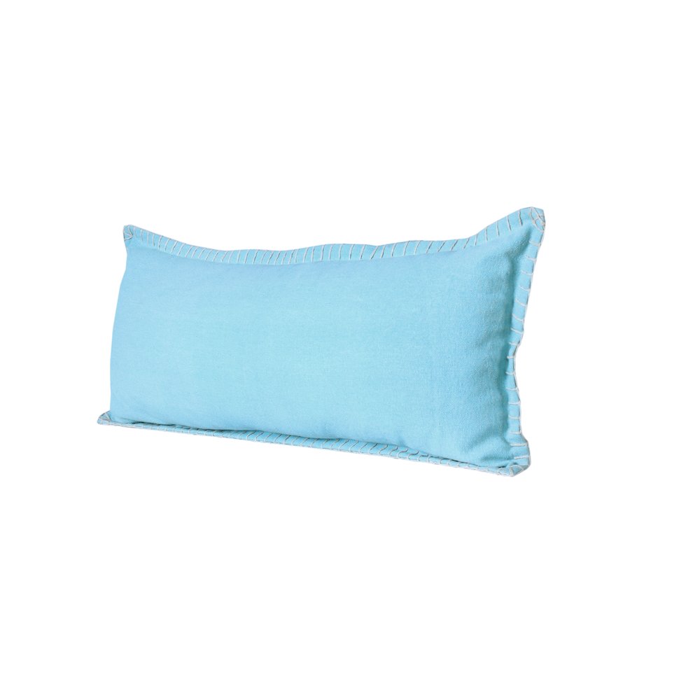 Embroidered Edge Bordered Solid Lumbar Throw Pillow. Picture 5