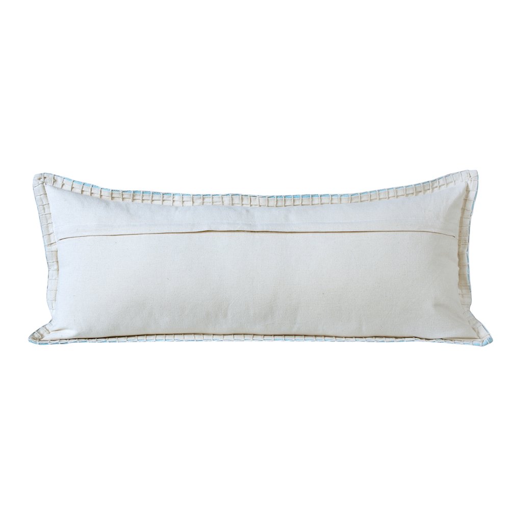 Embroidered Edge Bordered Solid Lumbar Throw Pillow. Picture 7