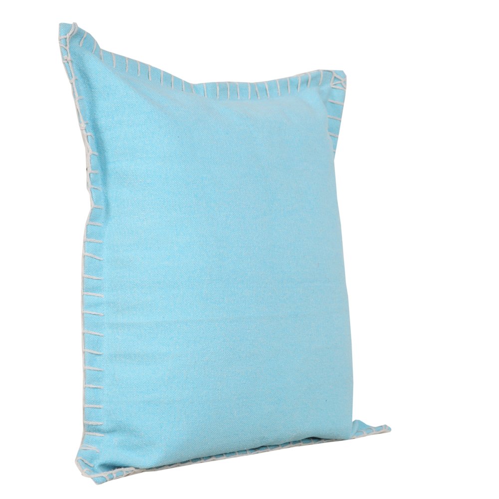 Embroidered Edge Bordered Solid Throw Pillow. Picture 4